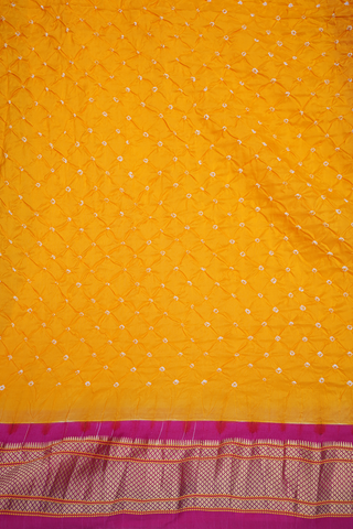 Allover Dots Design Honey Orange Bandhani Silk Saree