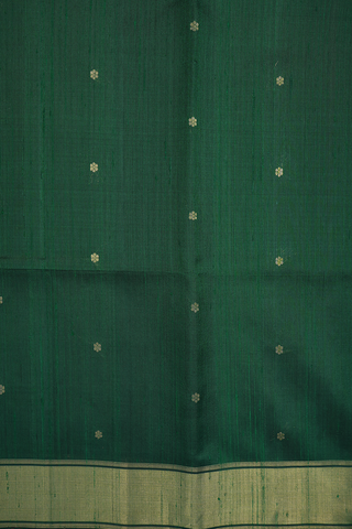 Allover Floral Buttas Emerald Green Raw Silk Saree