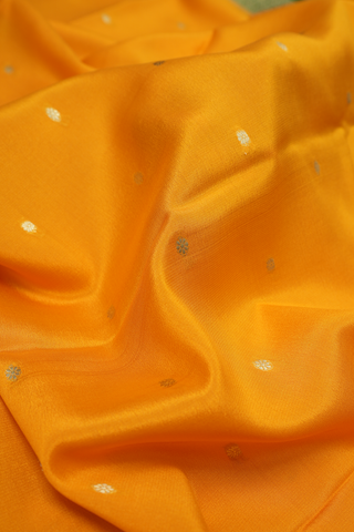Allover Floral Buttas Saffron Yellow Mysore Silk Saree