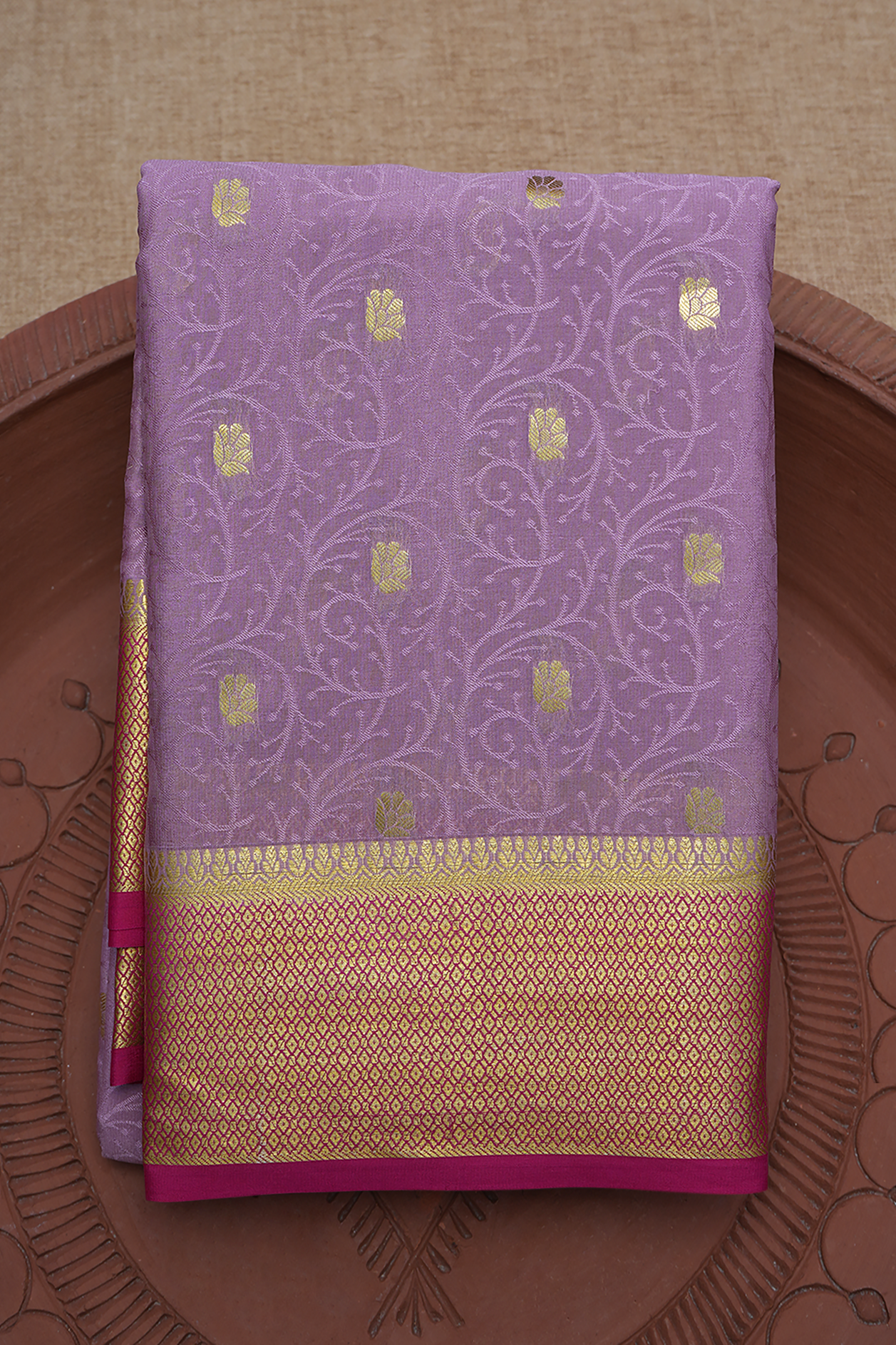 Allover Floral Buttas Lavender Mysore Silk Saree
