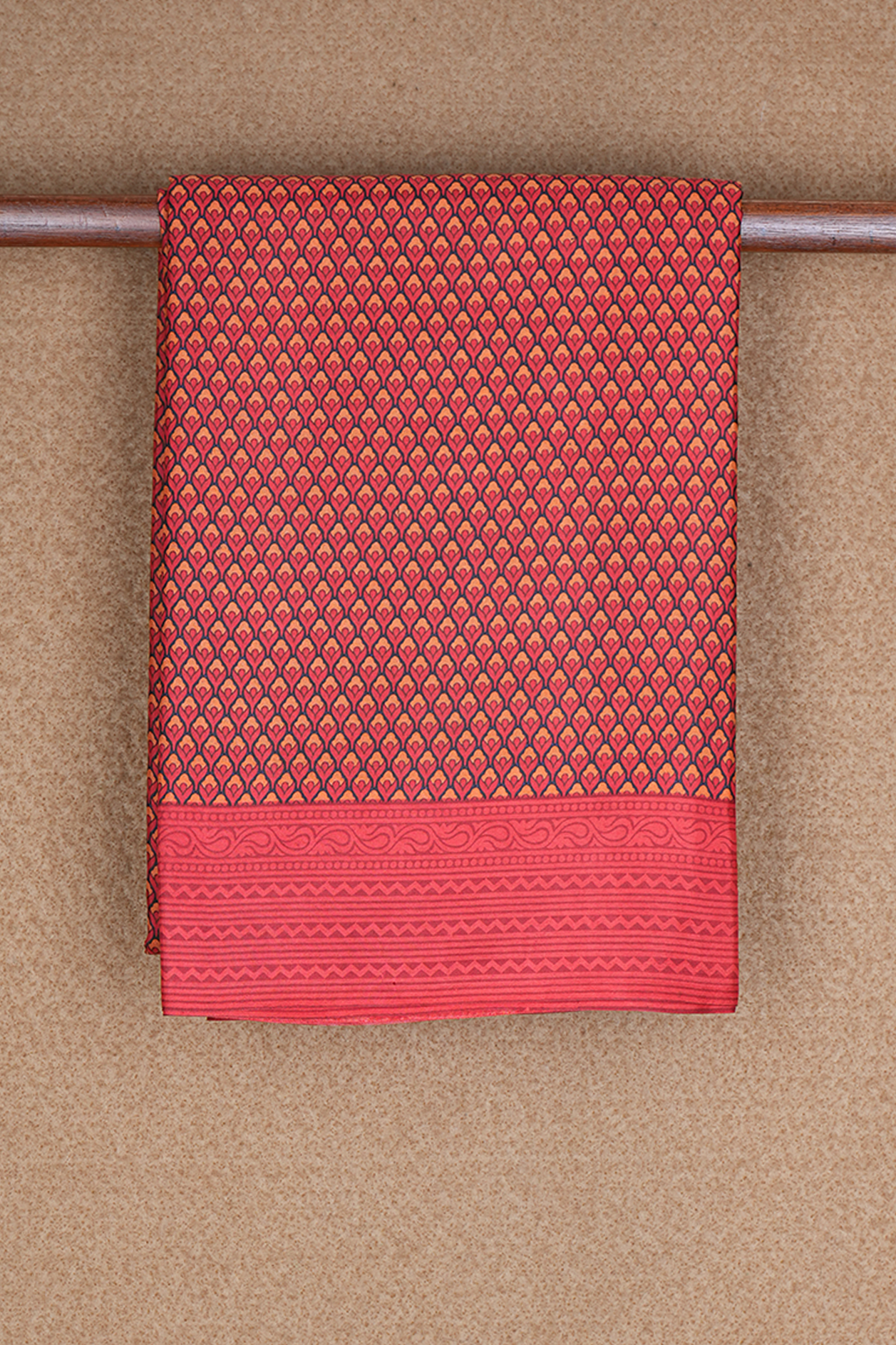 Allover Floral Buttis Design Shades Of Red Printed Silk Saree