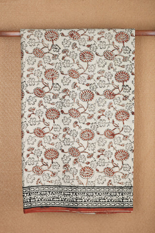 Allover Floral Design Beige Jaipur Cotton Saree