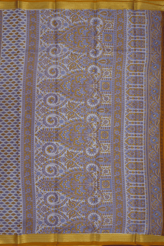 Allover Floral Design Beige Printed Silk Saree