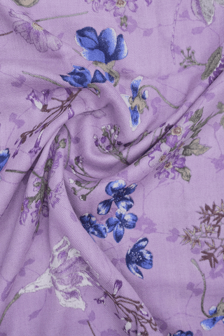 Allover Floral Design Purple Woolen Shawl
