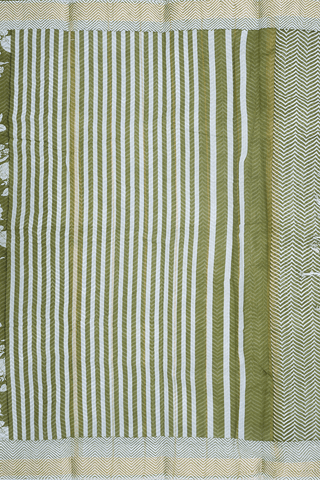 Allover Floral Design Chalet Green Printed Cotton Saree