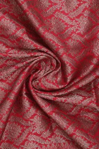 Allover Floral Design Chilli Red Banaras Silk Dupatta