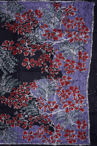 Allover Floral Design Dark Oak Brown Printed Silk Saree