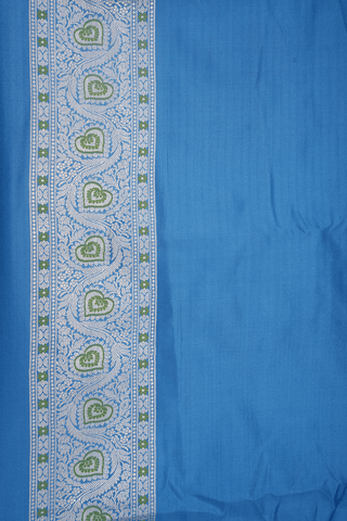 Allover Floral Design Deep Sky Blue Banarasi Silk Saree