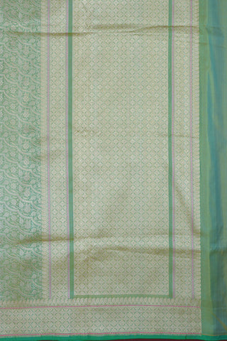 Allover Floral Design Pastel Green Banarasi Silk Saree