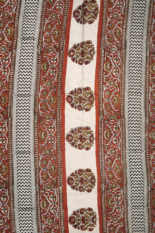 Allover Floral Design Ivory Jaipur Cotton Saree