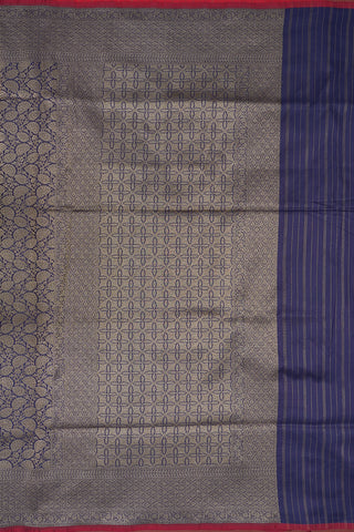 Allover Floral Design Navy Blue Banarasi Silk Saree