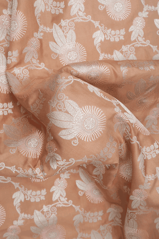 Allover Floral Design Pastel Brown Banarasi Silk Saree