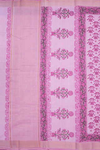 Allover Floral Design Pastel Pink Printed Cotton Saree