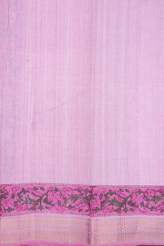 Allover Floral Design Pastel Pink Printed Cotton Saree