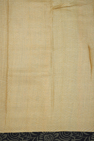 Allover Floral Design Pastel Yellow Pashmina Wool Cotton Saree