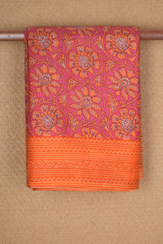 Allover Floral Design Pink Printed Silk Saree