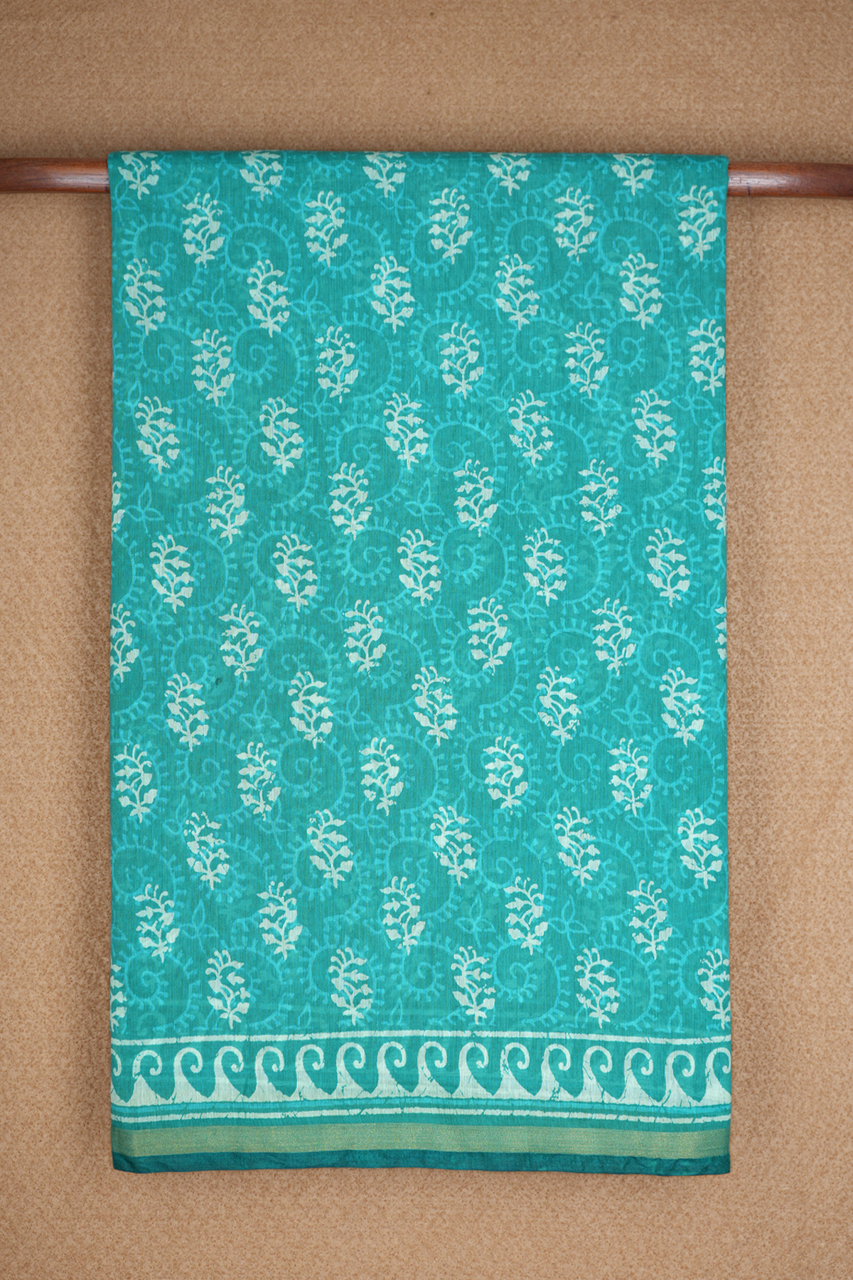 Allover Floral Design Printed Ramar Blue Jaipur Cotton Saree