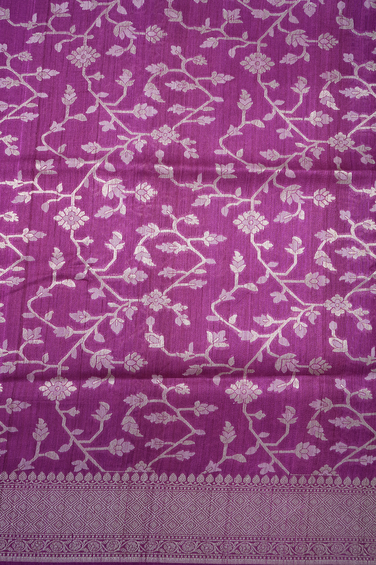 Allover Floral Design Grape Purple Banarasi Silk Saree