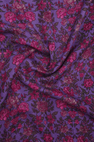 Allover Floral Design Purple Woolen Shawl