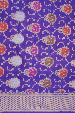 Allover Floral Design Regal Purple Banarasi Silk Saree