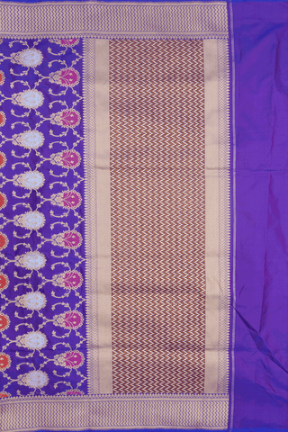 Allover Floral Design Regal Purple Banarasi Silk Saree