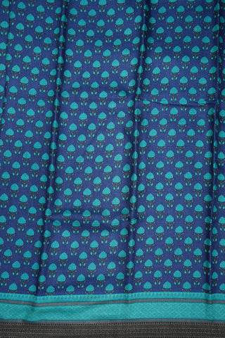 Allover Floral Design Royal Blue Pashmina Wool Cotton Saree