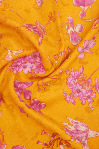 Allover Floral Design Royal Orange Woolen Shawl
