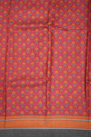 Allover Floral Design Ruby Red Wool Pashmina Cotton Saree