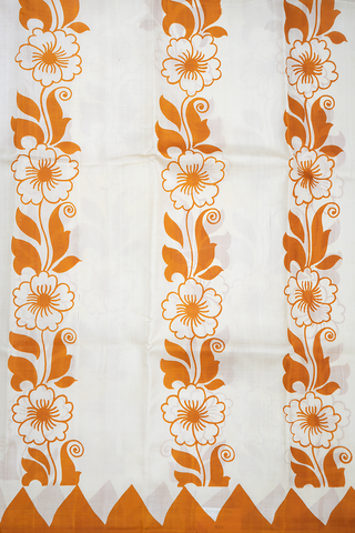 Allover Floral Design White Printed Silk Saree