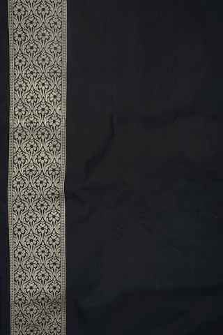 Allover Floral Jaal Design Black Banarasi Silk Saree