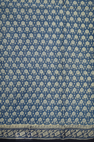 Allover Floral Motifs Dusty Blue Hyderabad Cotton Saree