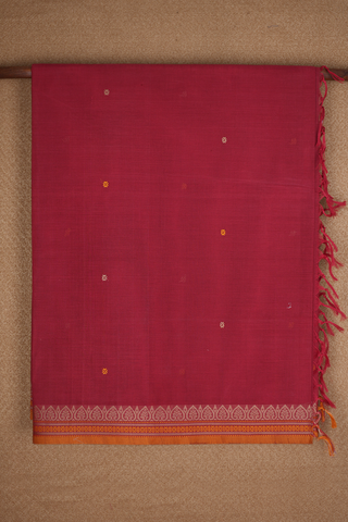 Allover Floral Motifs Ruby Red Coimbatore Cotton Saree