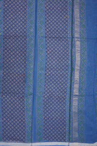 Allover Floral Printed Berry Blue Kota Cotton Saree