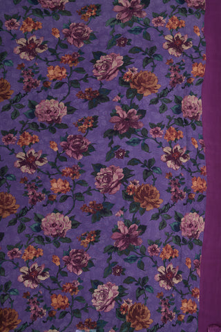 Allover Floral Printed Royal Purple Georgette Saree