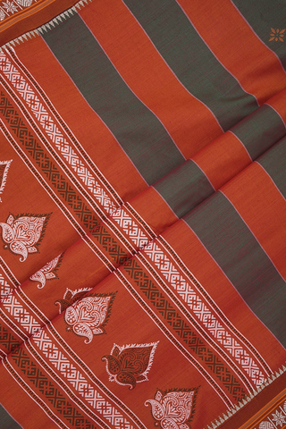 Allover Printed Buttas Dual Tone Dharwad Cotton Saree