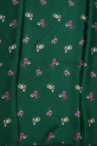 Floral Digital Printed Emerald Green Satin Crepe Saree
