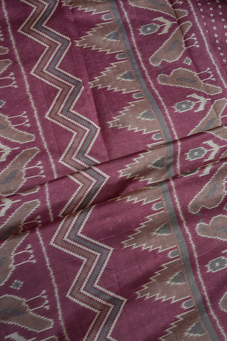Allover Floral Printed Mulberry Pink Raw Silk Saree