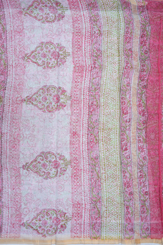 Allover Floral Printed Pink Kota Cotton Saree