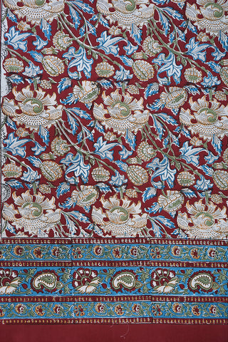 Allover Floral Printed Maroon Cotton Single Bedspread