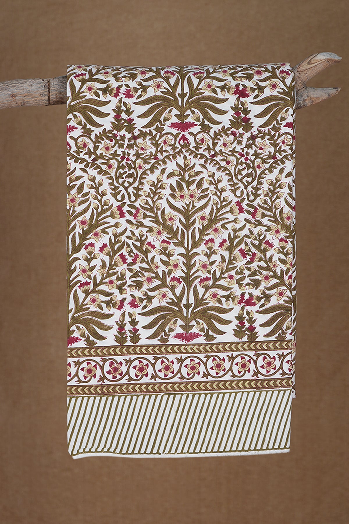 Allover Floral Printed White Cotton Single Bedspread