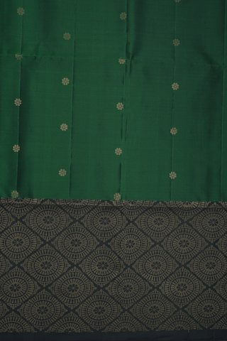Allover Floral Zari Buttas Dark Green Soft Silk Saree