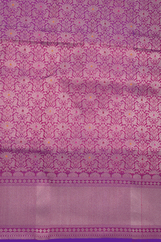 Allover Floral Zari Design Berry Purple Banarasi Silk Saree
