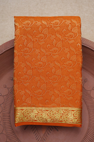 Allover Floral Zari Design Spiced Orange Mysore Silk Saree