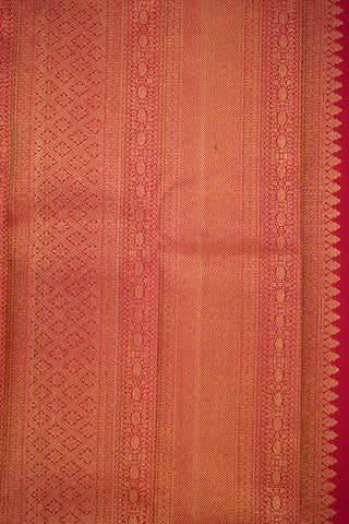 Allover Floral Zari Design Scarlet Red Kanchipuram Silk Saree