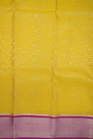 Allover Floral Zari Design Royal Yellow Mysore Silk Saree