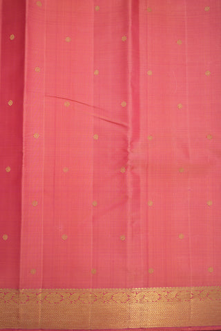 Floral Zari Buttas Coral Pink Kanchipuram Silk Saree