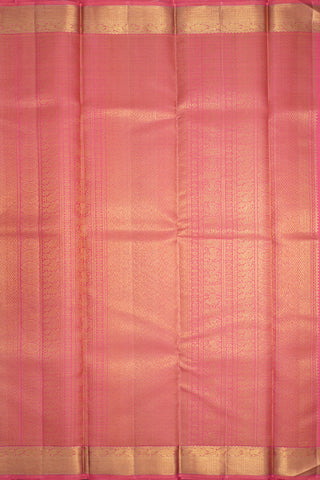 Floral Zari Buttas Coral Pink Kanchipuram Silk Saree