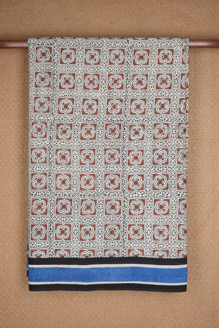 Geometric Design Printed Beige Jaipur Cotton Saree