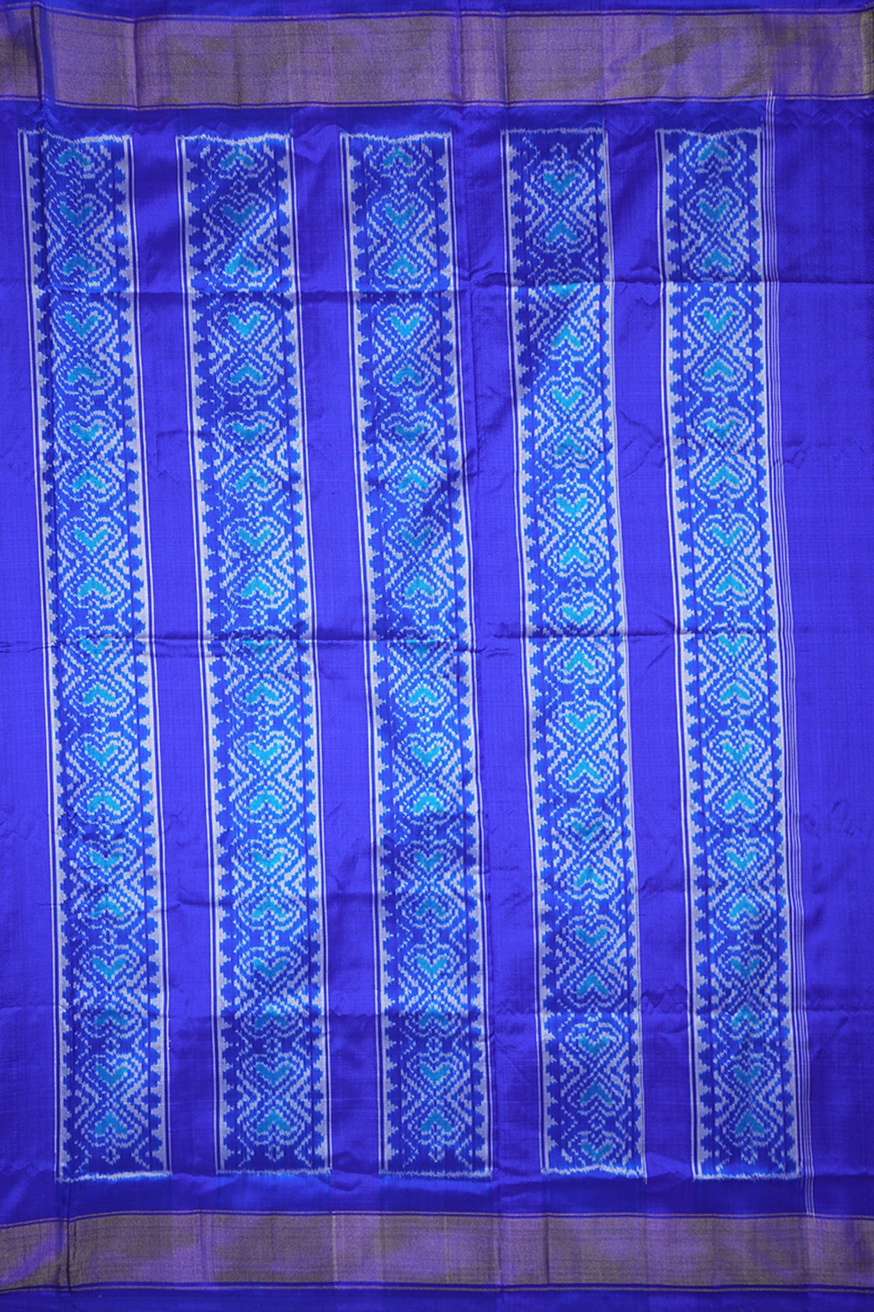 Allover Geometric Design Royal Blue Pochampally Silk Saree