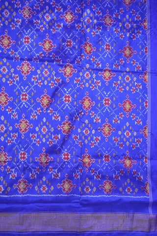 Allover Geometric Design Royal Blue Pochampally Silk Saree